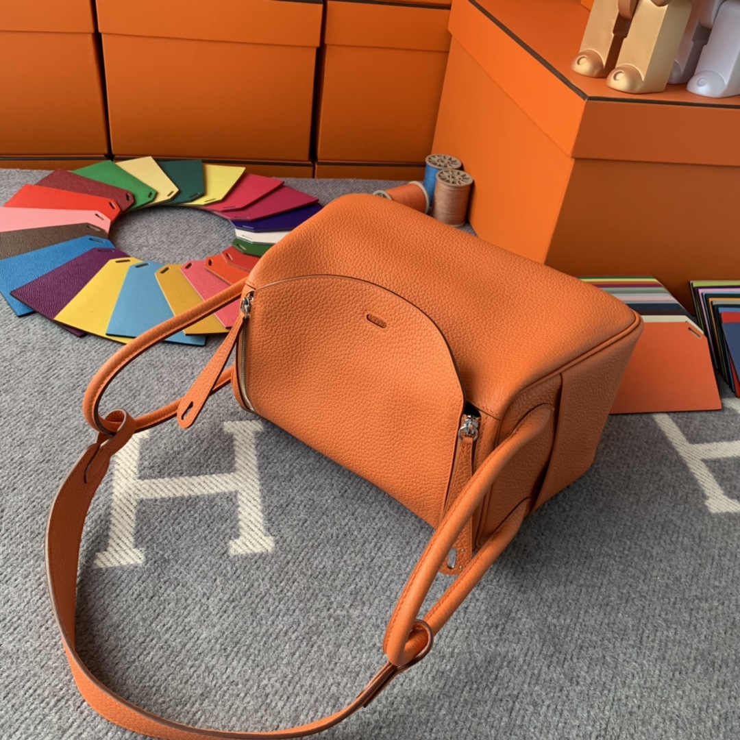 에르메스 린디백26 오렌지 은장 끌레망스 가죽